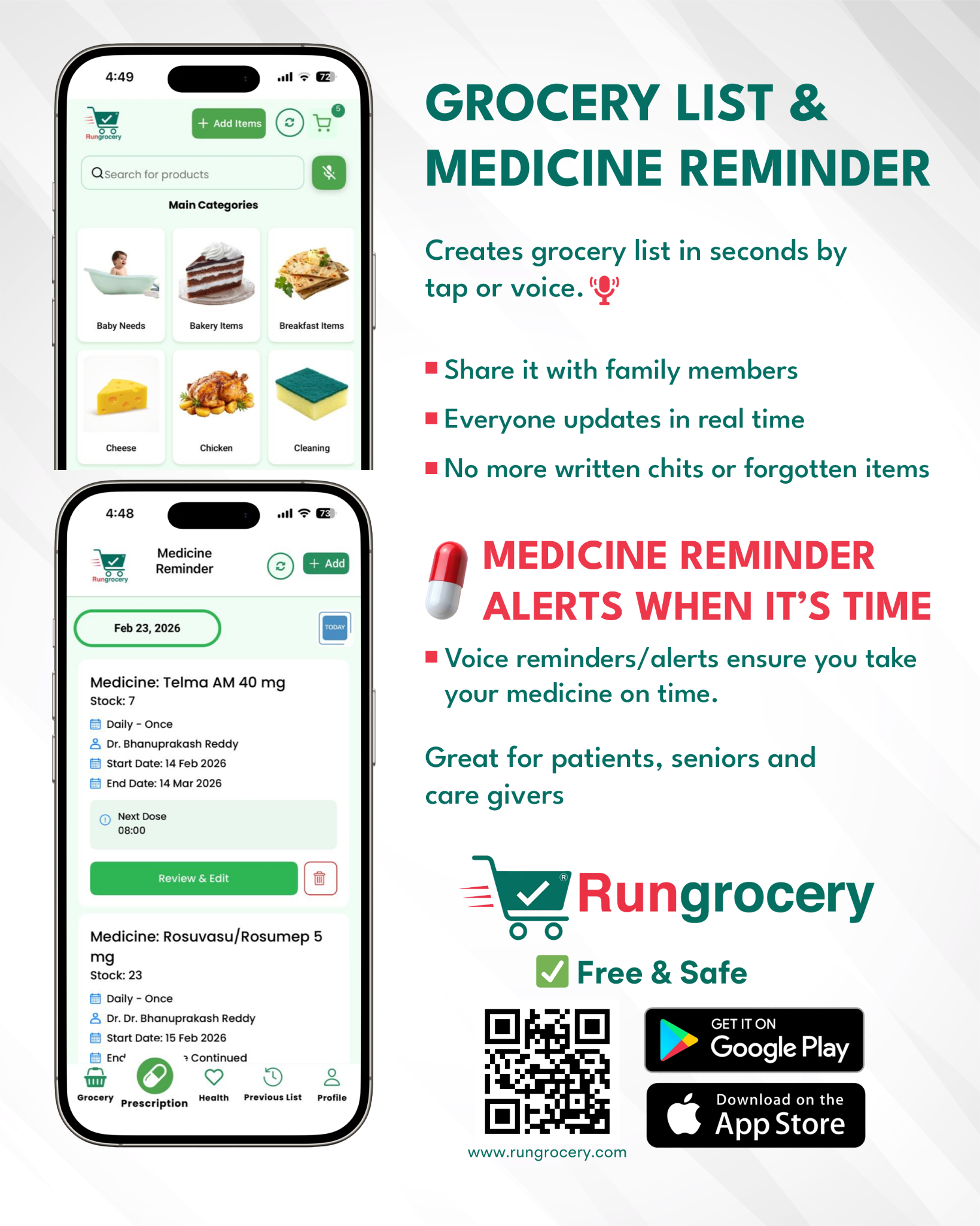 Run Grocery Facebook ad: Smart Grocery List & Medicine Reminder App
