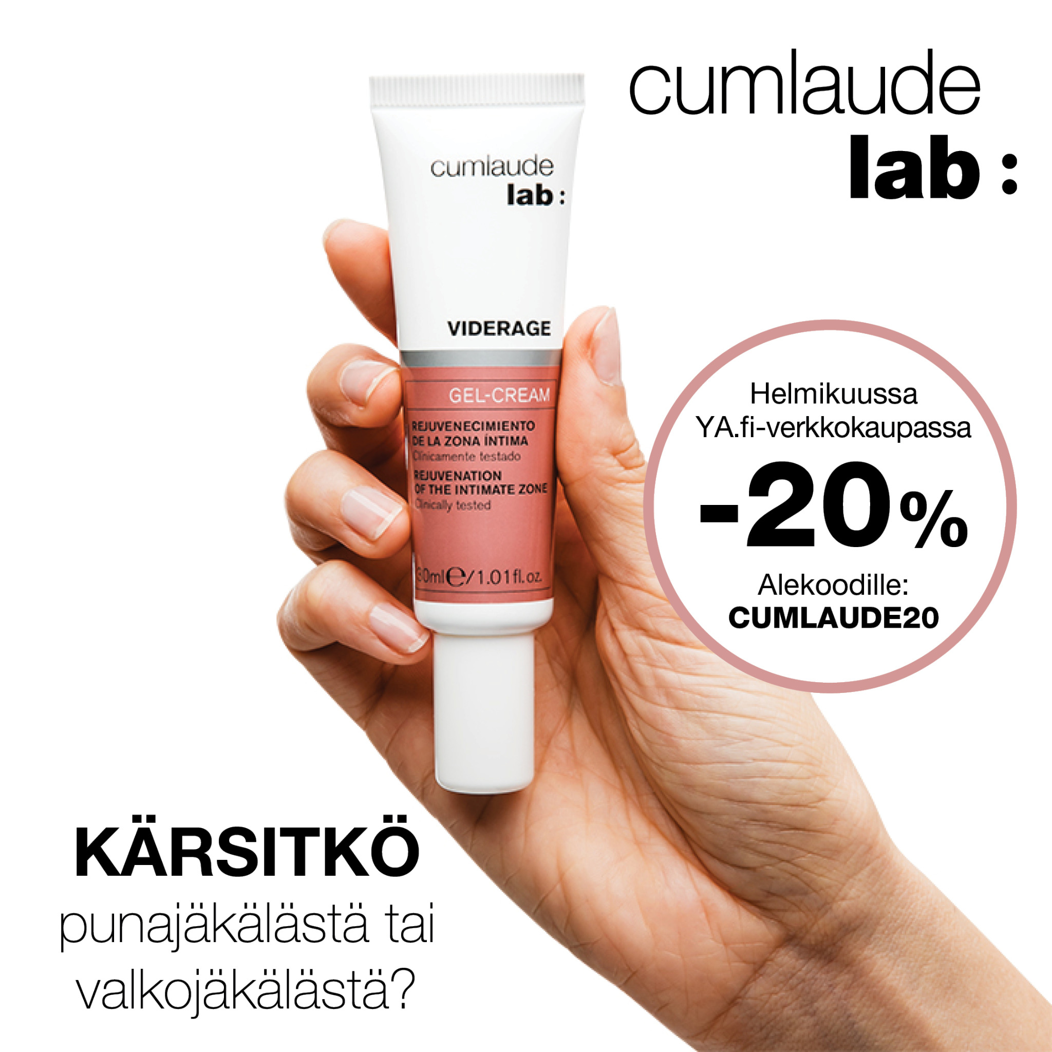 Cumlaude Lab Suomi Facebook ad from Feb 9, 2026