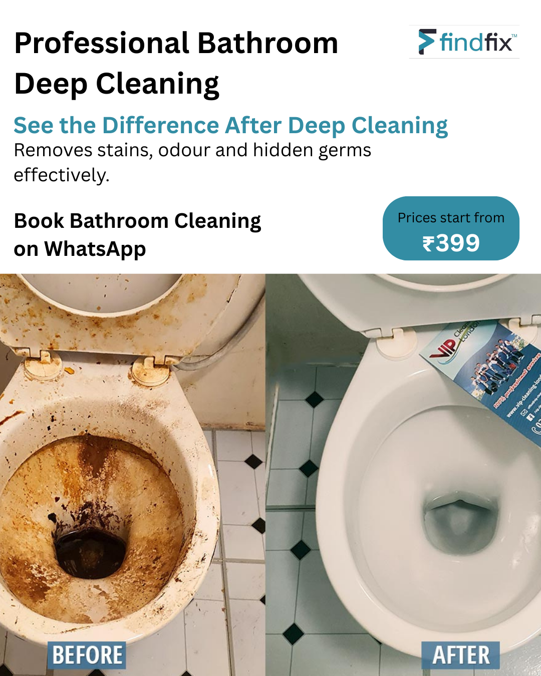 Findfixnow Facebook ad: Bathroom Looks Clean. Is It Really?
