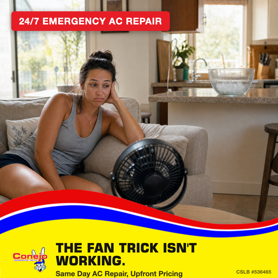 Conejo Services Facebook ad: The Fan Trick Isn't Working