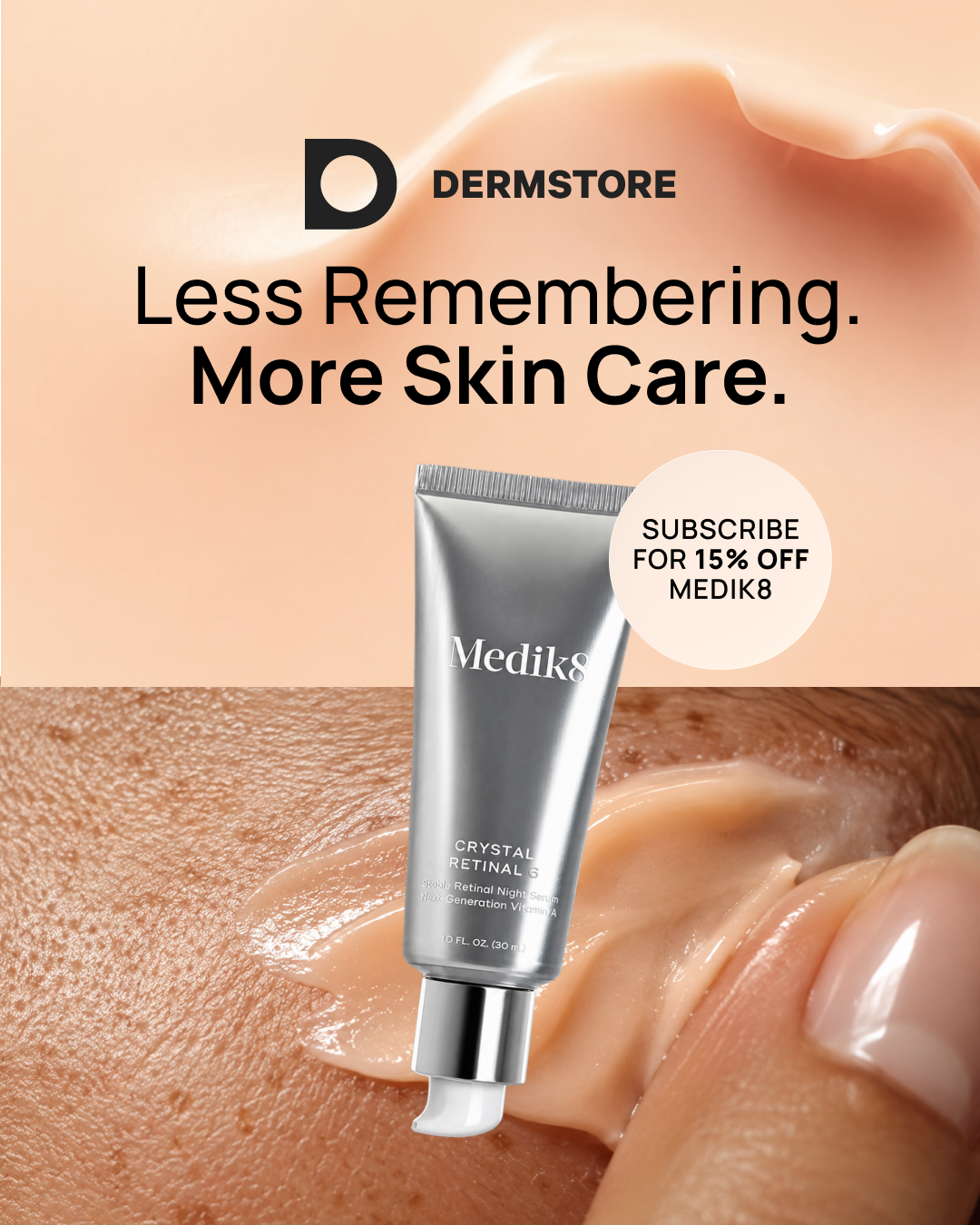 Dermstore Facebook ad: Never Run Out Again