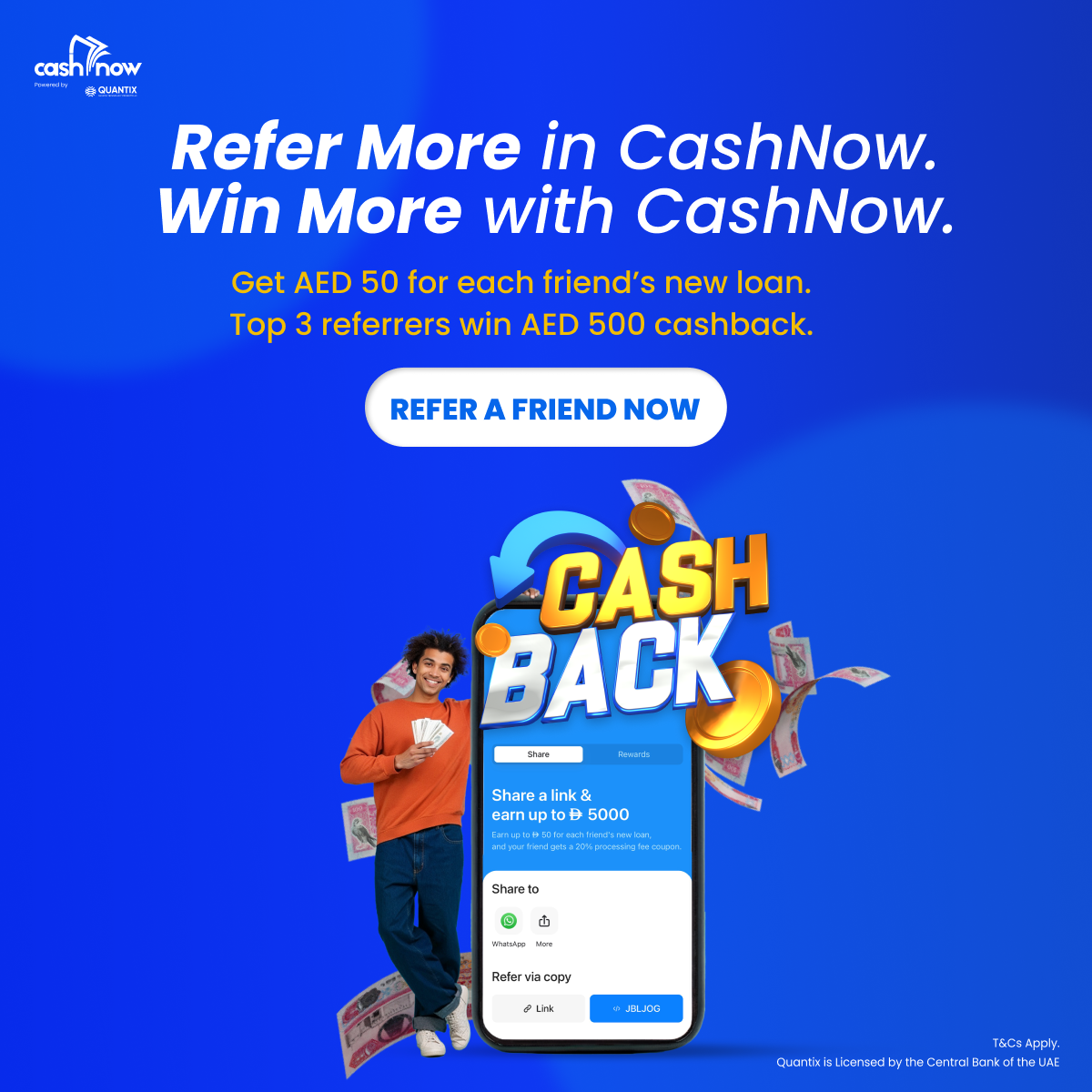 CashNow App Facebook ad: Refer & Earn