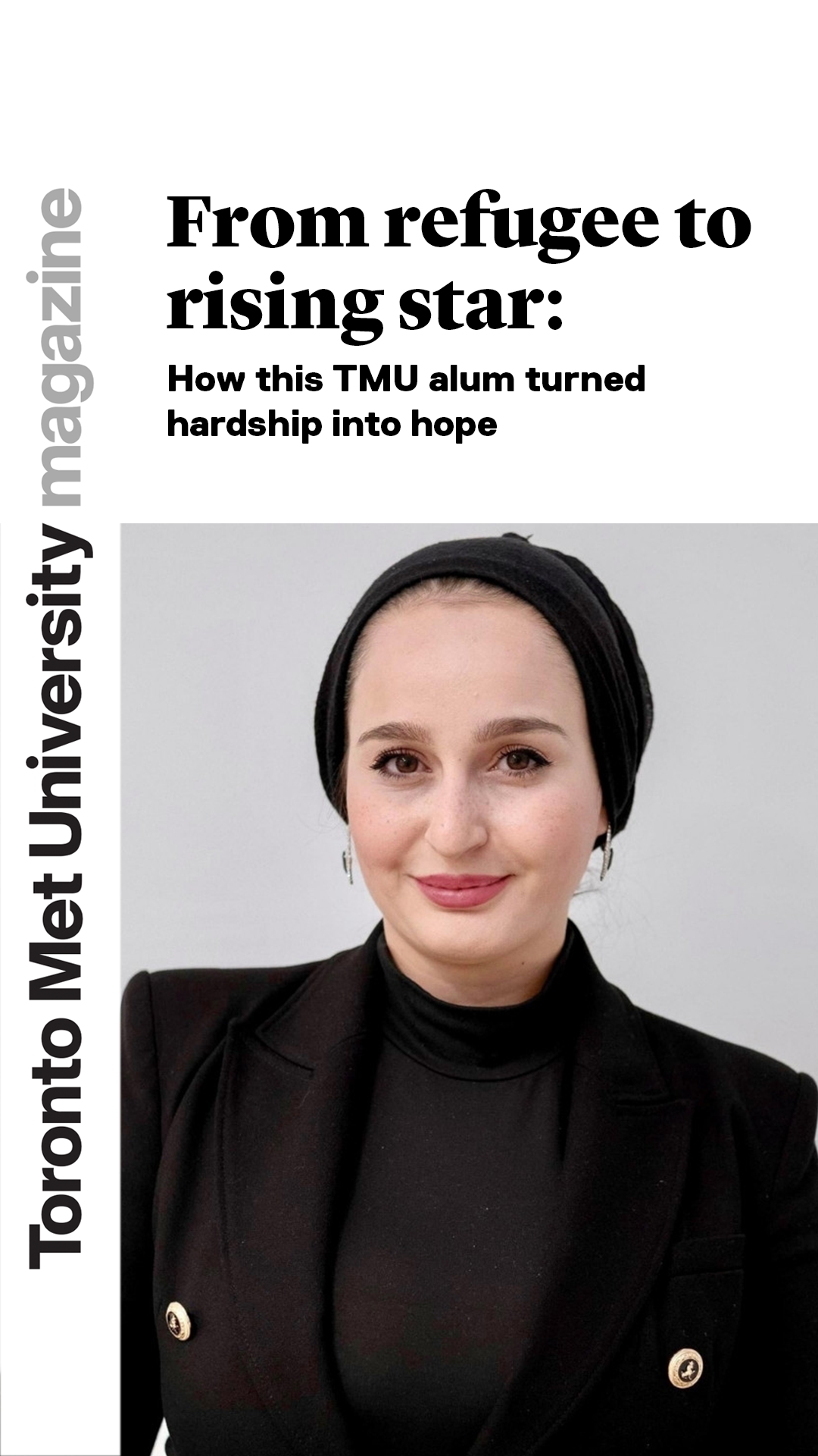Toronto Metropolitan University Facebook ad: From refugee to rising star: How this TMU alum turned…