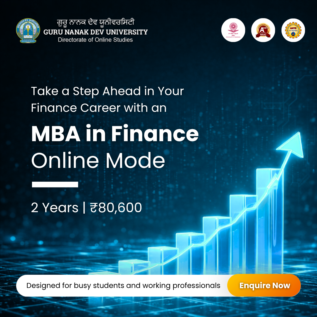 Guru Nanak Dev University - Online Degree Facebook ad: MBA in Finance, Without a Break