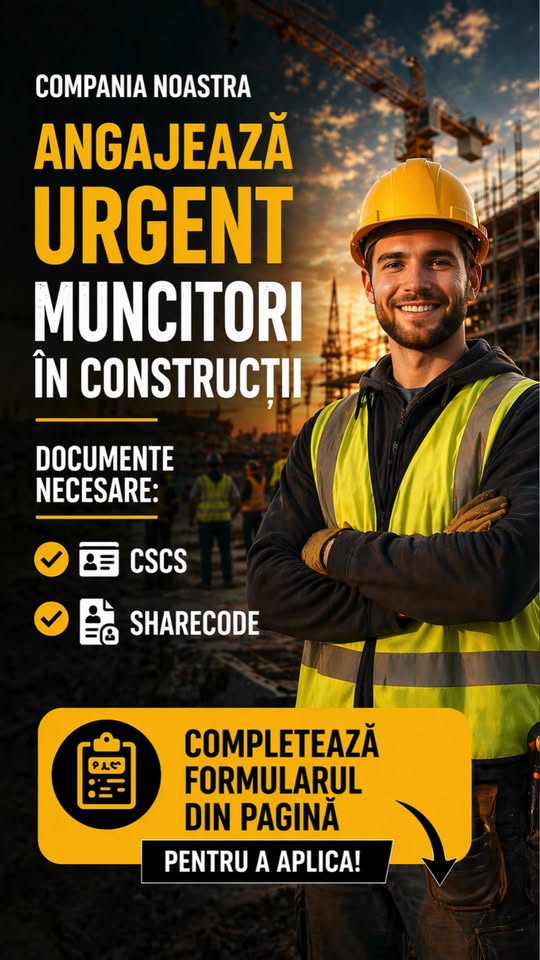 UK Construct Facebook ad: ANGAJEZM URGENT MUNCITORI ÎN CONSTRUCȚII