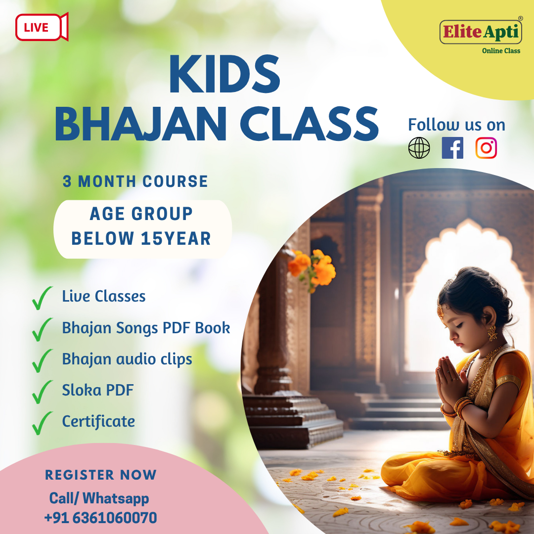 EliteApti Facebook ad: Live Kannada Bhajan Classes for Kids (Age 5-15)