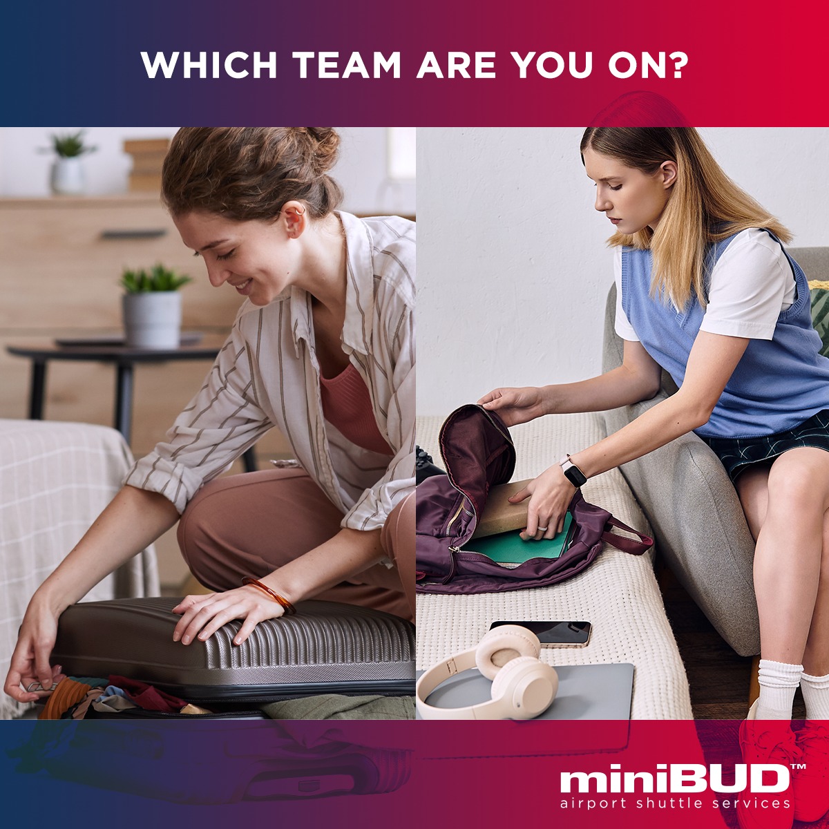 miniBUD Facebook ad: There are two types of travellers