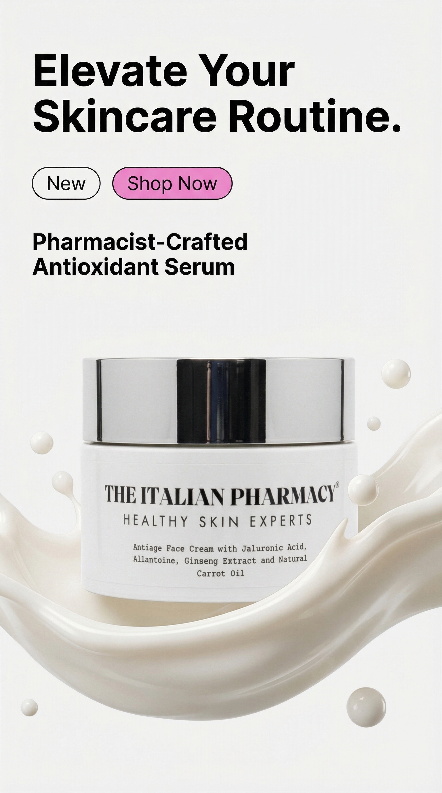 The Italian Pharmacy Facebook ad: Pharmacist-Crafted Italian Skincare
