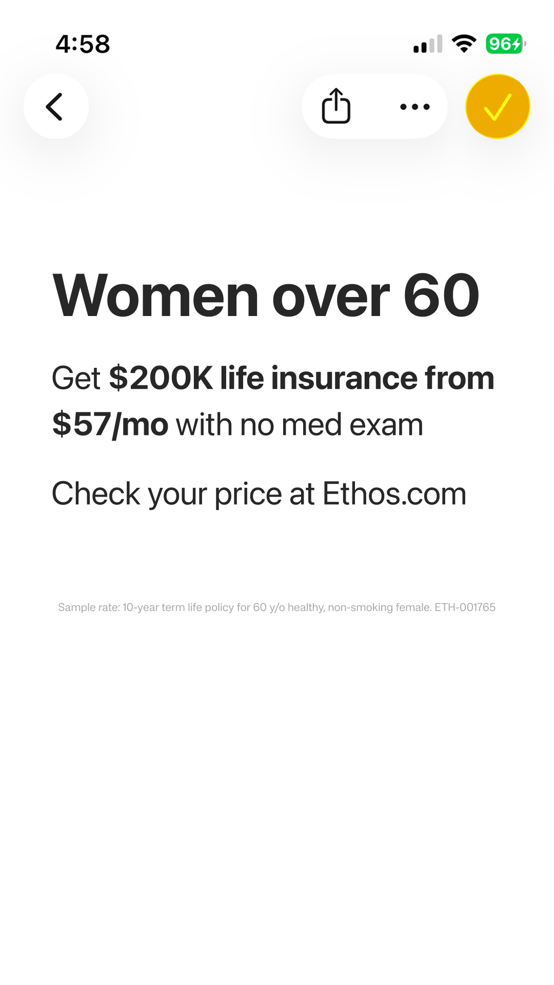 Ethos Facebook ad
