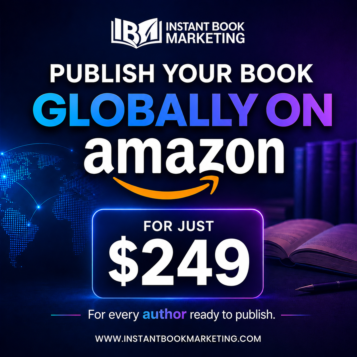 Instant Book Marketing Facebook ad: Publish Globally For $249!