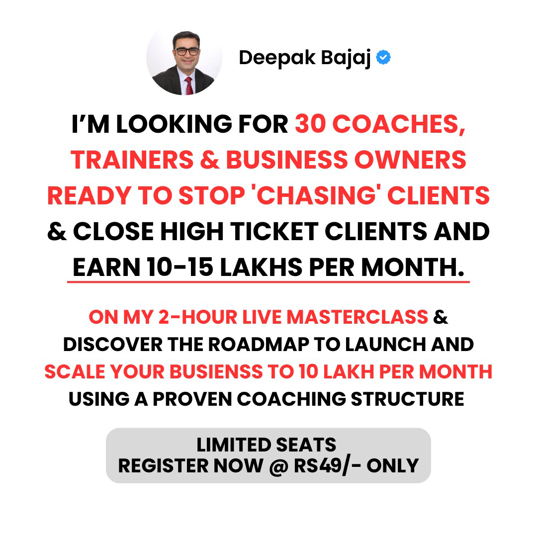 Deepak Bajaj Facebook ad: Stop Chasing Clients