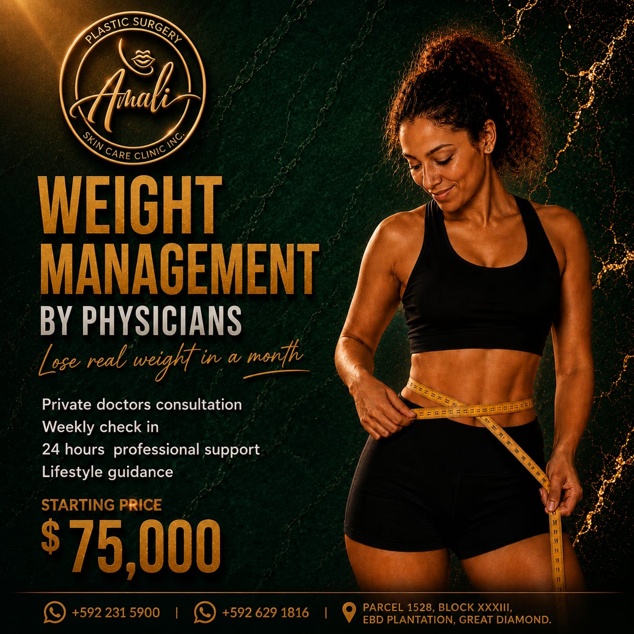Amali Plastic Surgery & Skin Care Clinic Facebook ad: Your weight loss journey deserves more than guesswork.