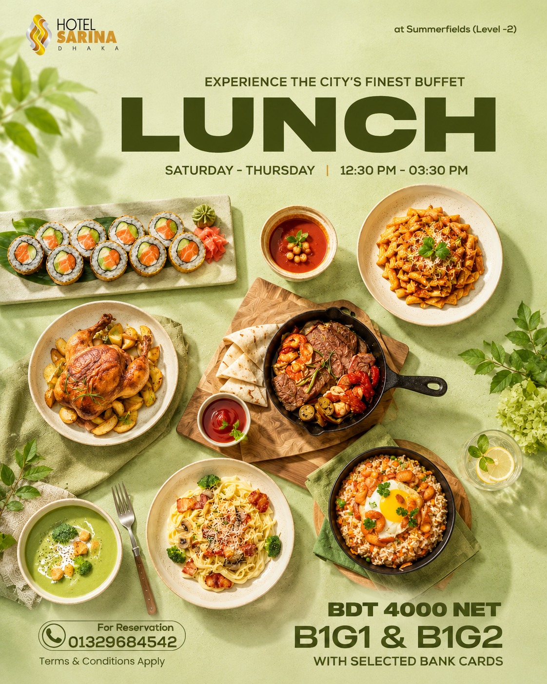 Hotel Sarina Dhaka Facebook ad: Your Perfect Lunch Starts Here!