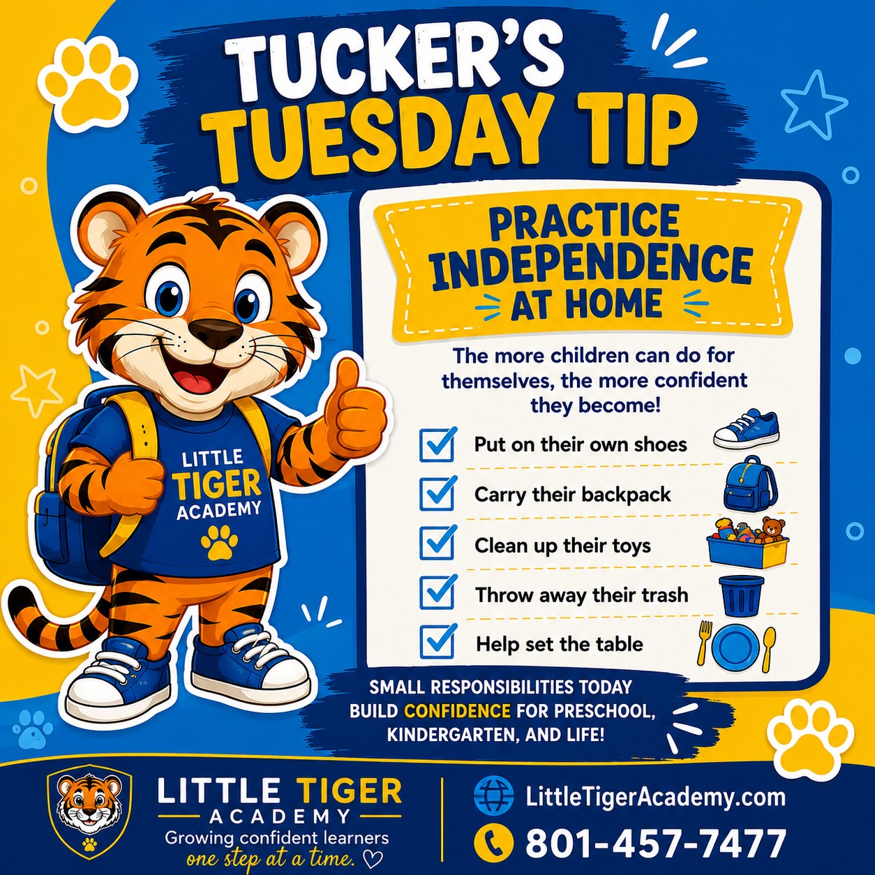 Little Tiger Academy Facebook ad: Tucker's Tuesday Tip