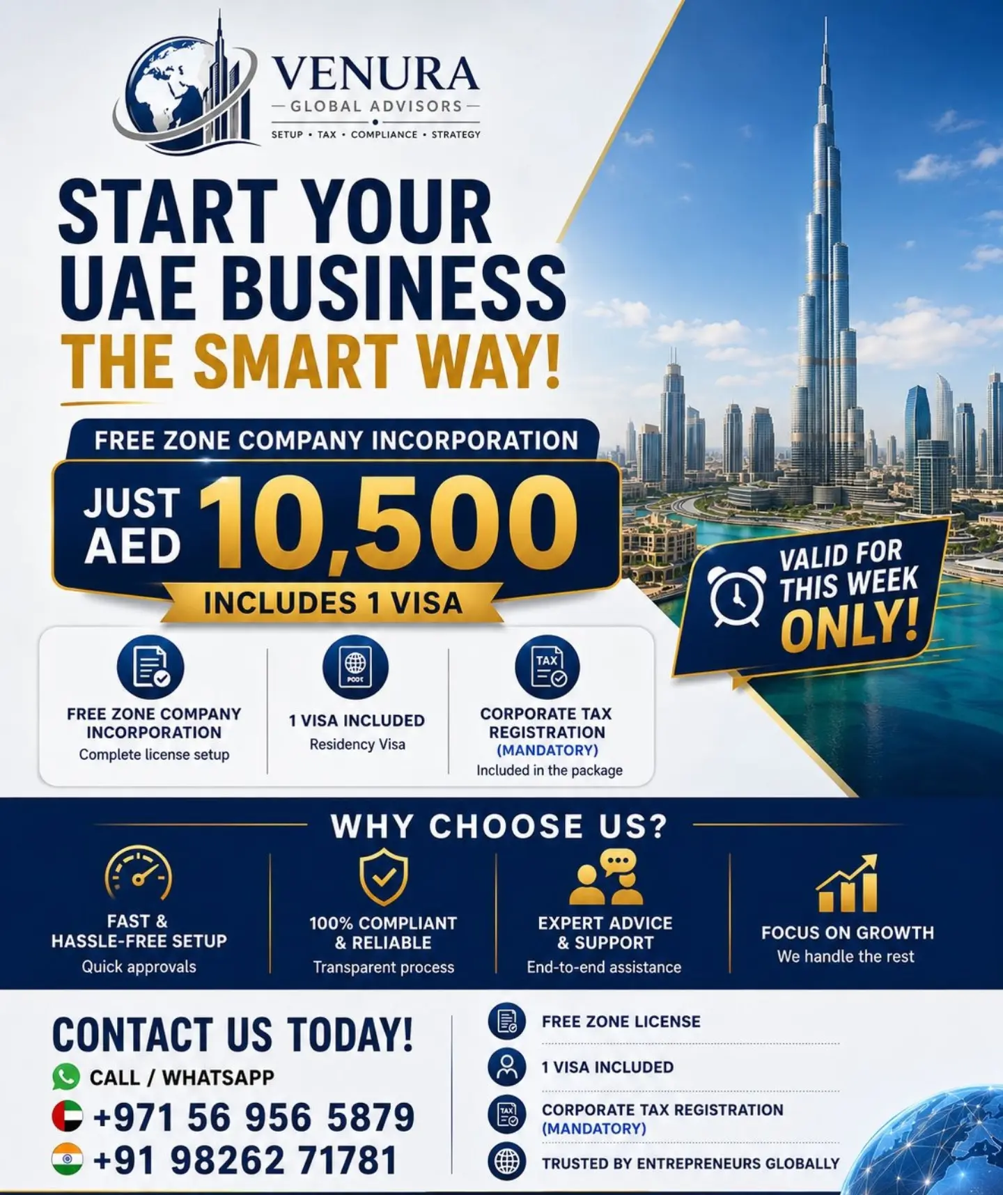 venura.globaladvisors Facebook ad: Start your UAE business the smart way.