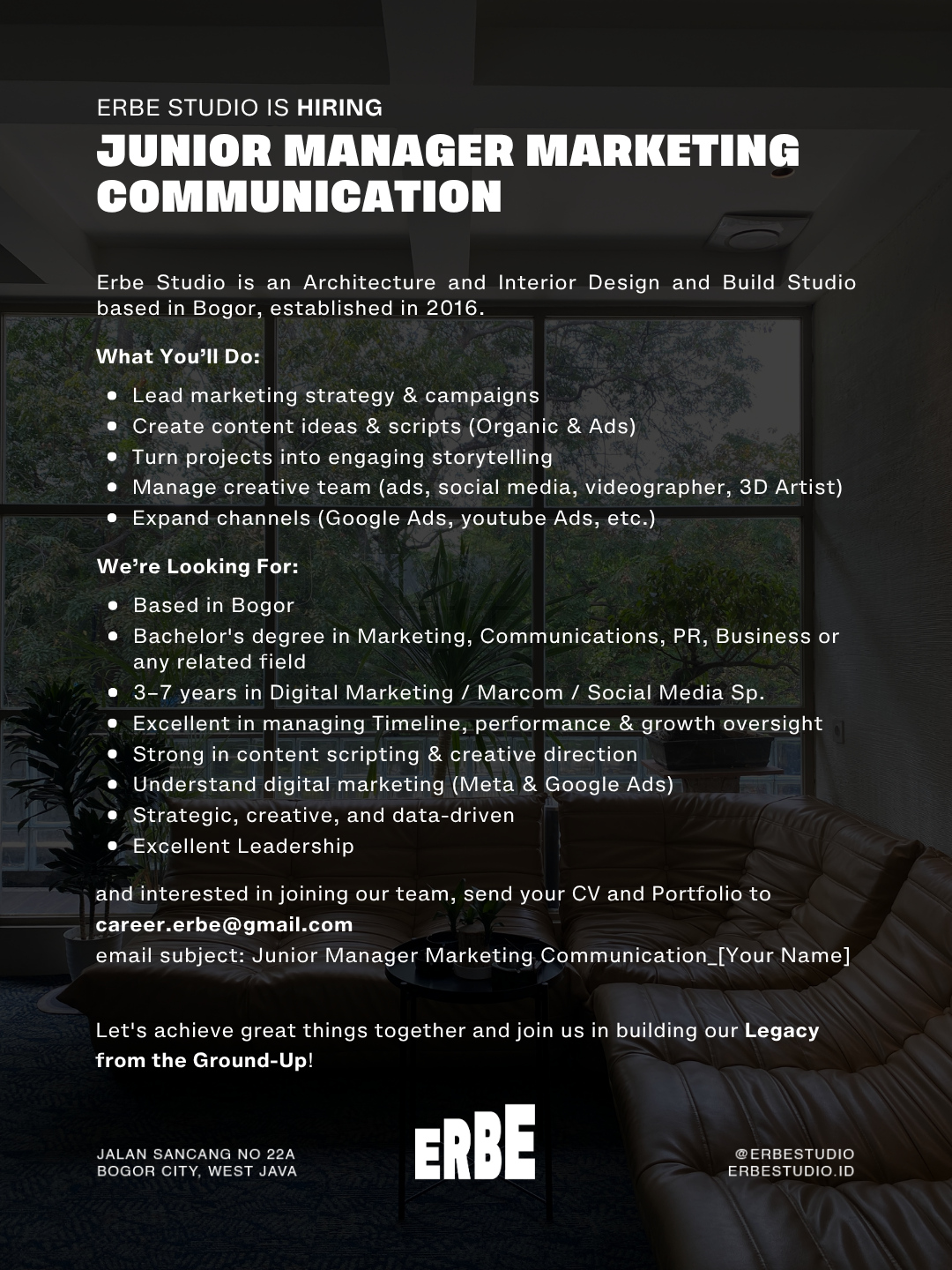 Ērbe Studio Facebook ad: We're Hiring!