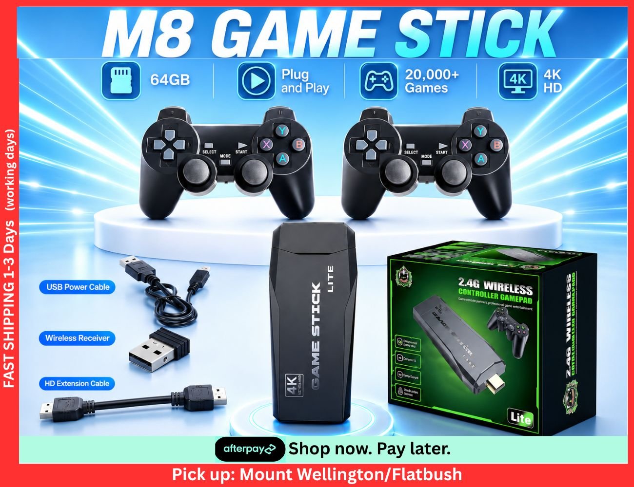 Aftab Idrishi Facebook ad: New Plug & Play M8 Retro Game Stick with 2 Controllers…