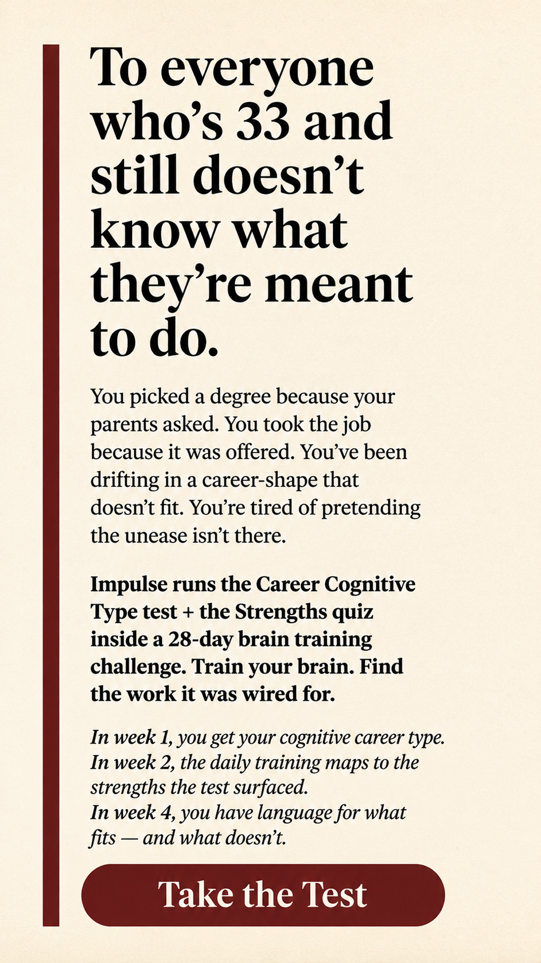 Impulse: Brain Training & Self-Discovery Facebook ad