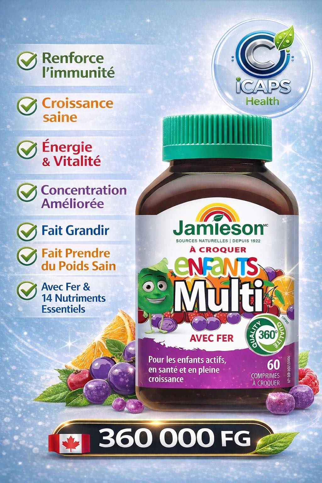 ICaps Online Facebook ad: MULTIVITAMINES ENFANTS JAMIESON, CROISSANCE ET ÉNERGIE…