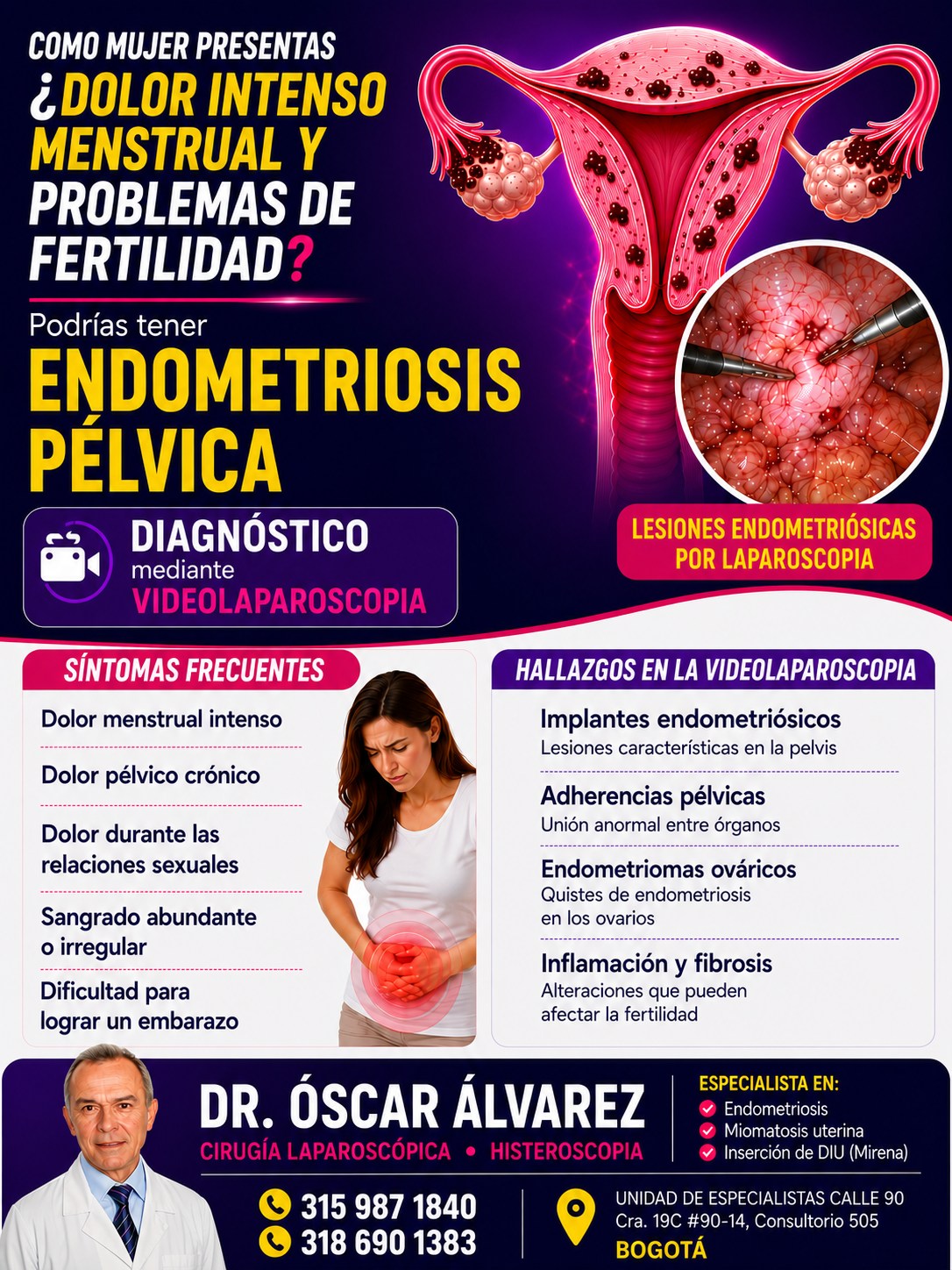 Dr. Óscar Álvarez Facebook ad: Como mujer ¿Sufres de dolor pélvico o menstruaciones…