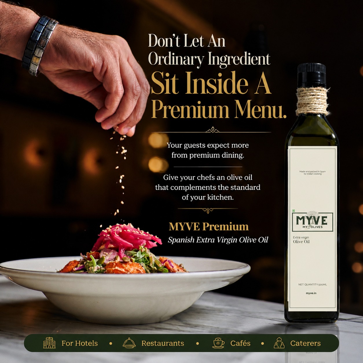 Myve.in Facebook ad: Premium Olive Oil at B2B Prices