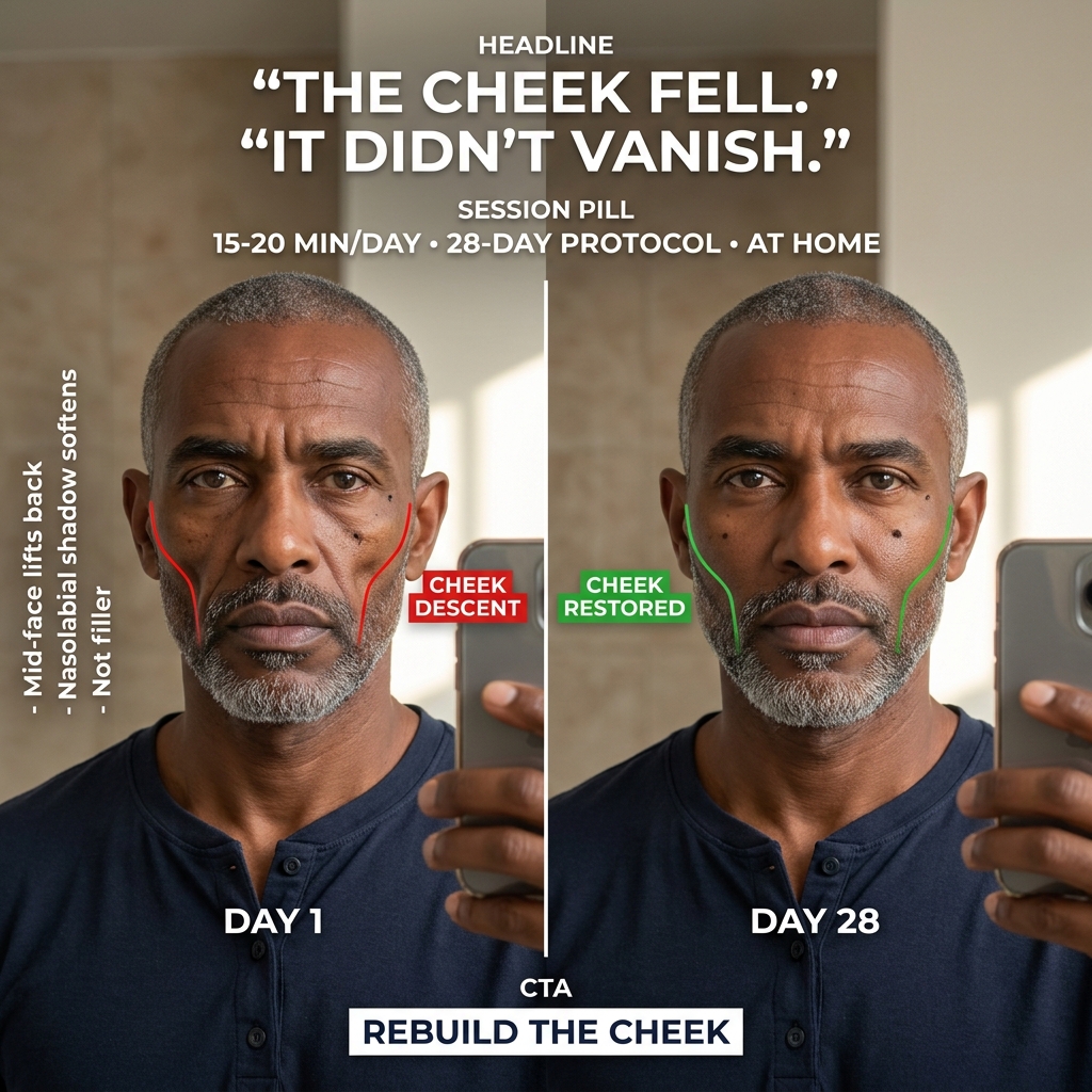 Faceplastica & Biohacking Program for Men Facebook ad: Your cheeks didn't vanish, they dropped
