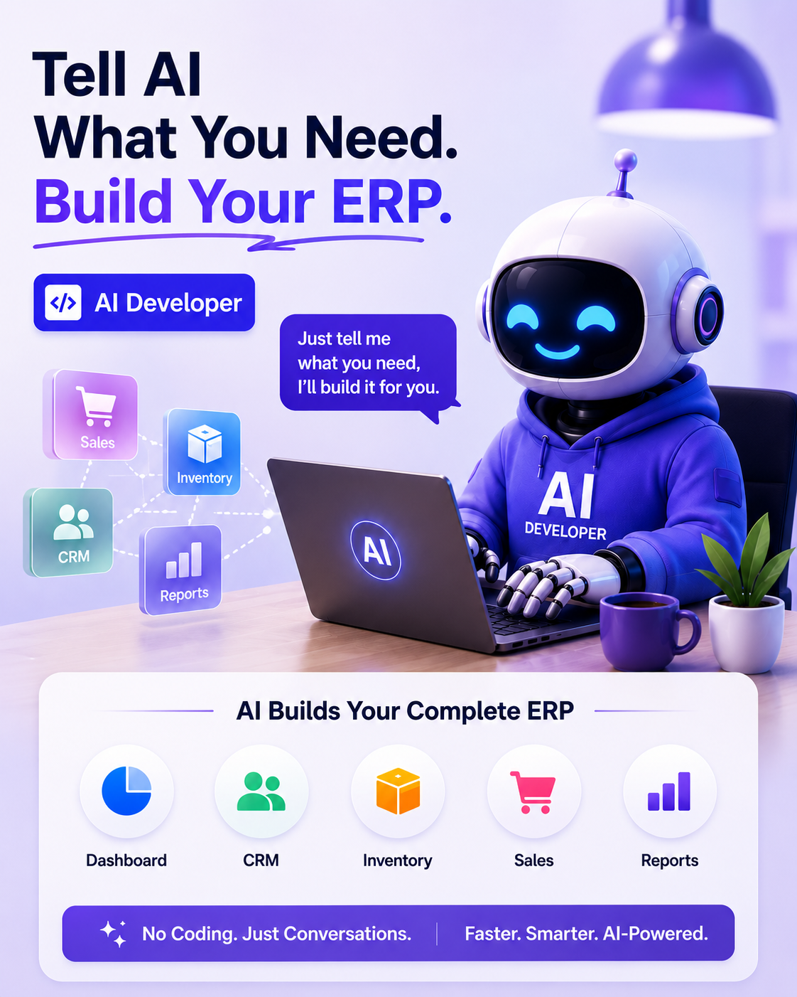 Omeecron Solutions Facebook ad: Build Smart ERP Systems With AI