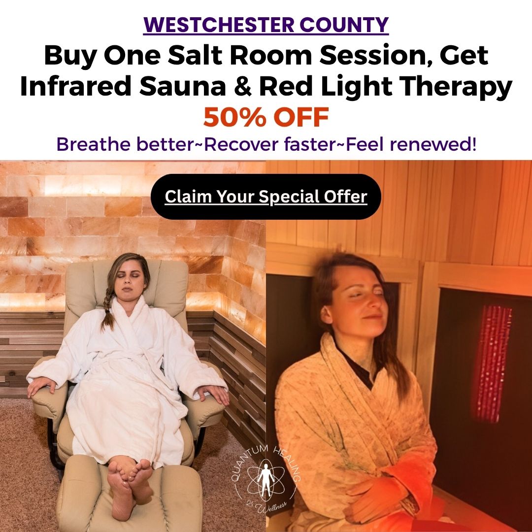 Quantum Healing & Wellness Facebook ad: 50% OFF IR-Sauna Session With Salt Room Purchase