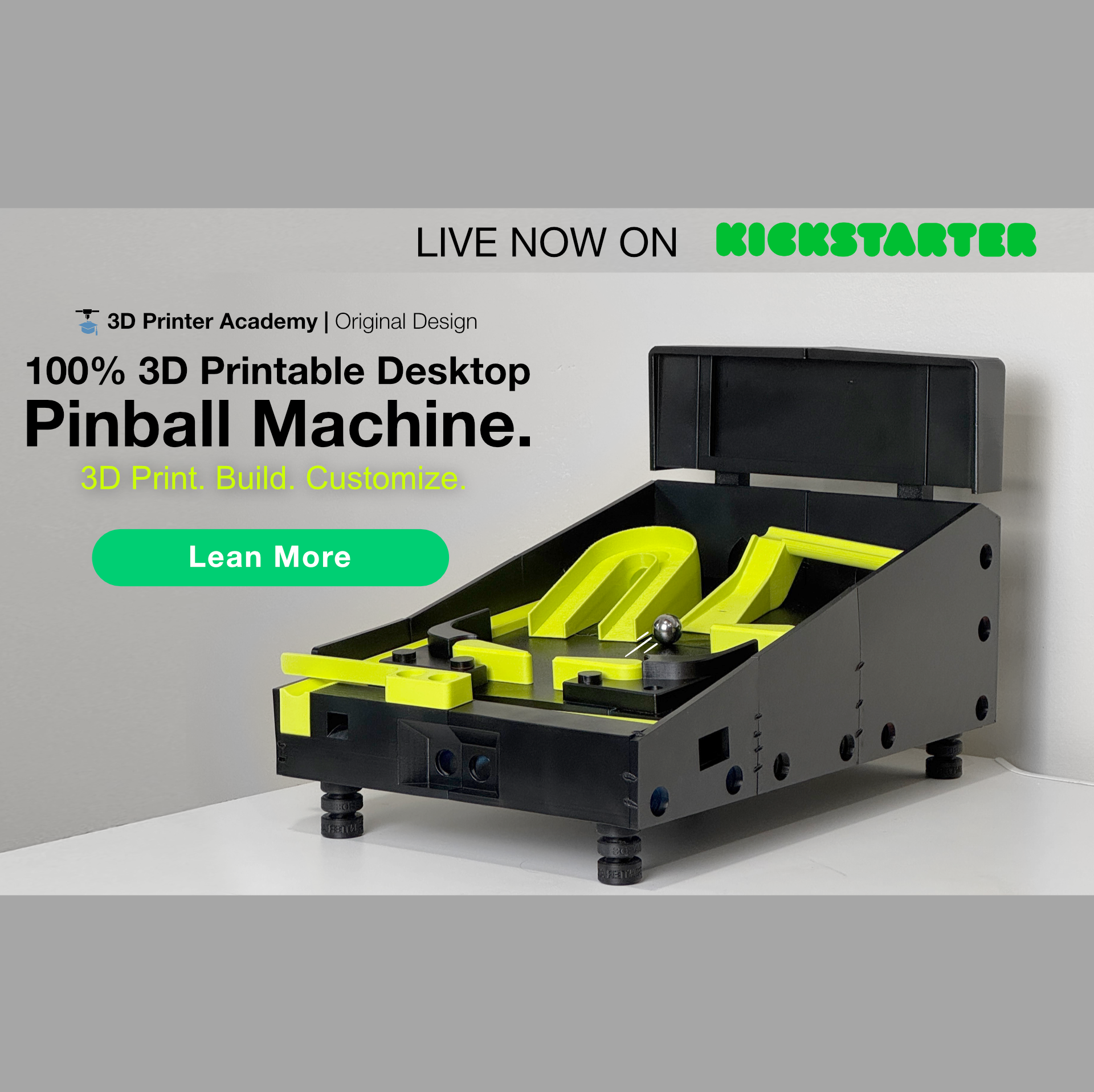 3D Printer Academy Facebook ad: Coming soon: 3D Printable Pinball Machine - by 3D Printer…