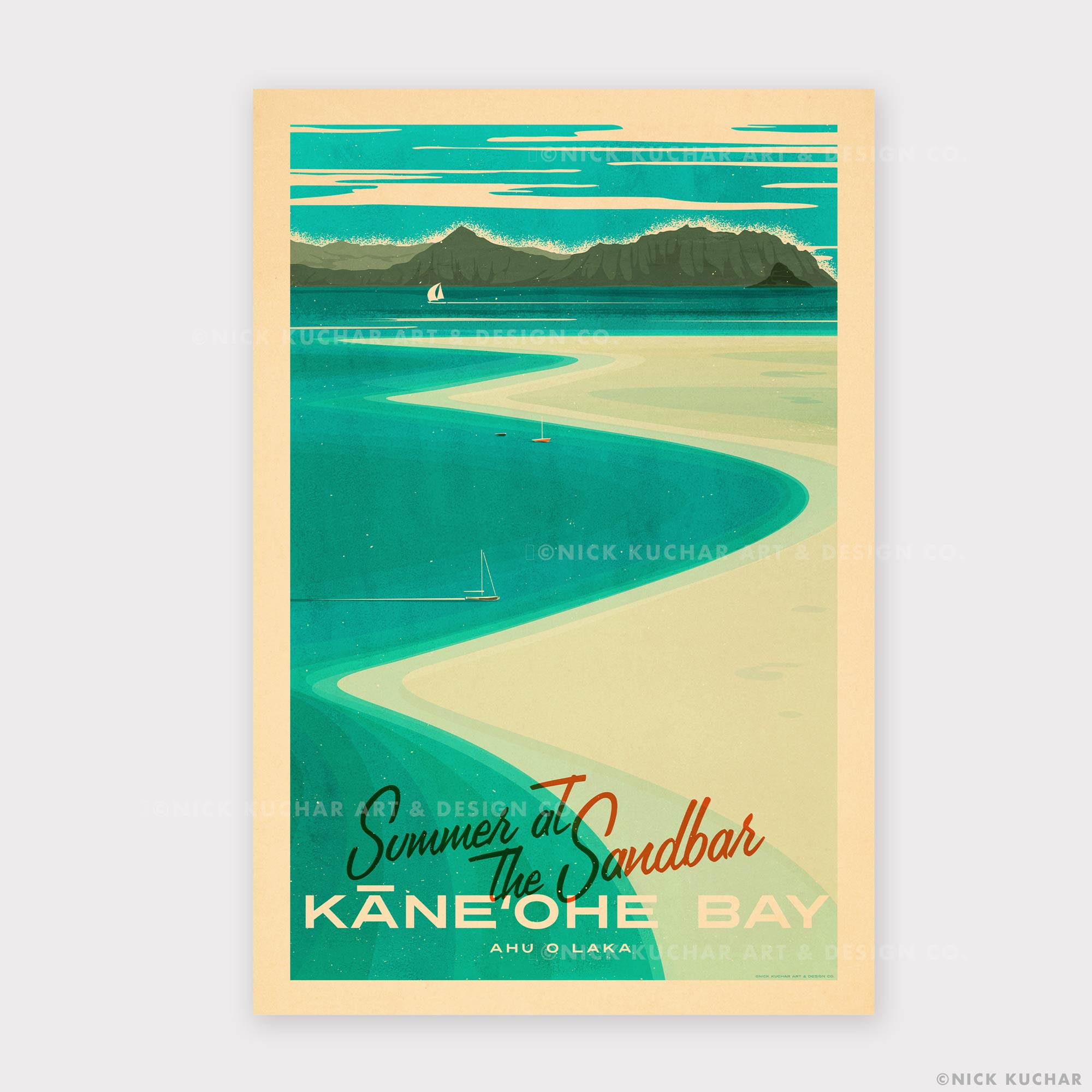 Nick Kuchar Art & Design Co. Facebook ad: Aloha adventurers! Explore the Hawaiian islands through…