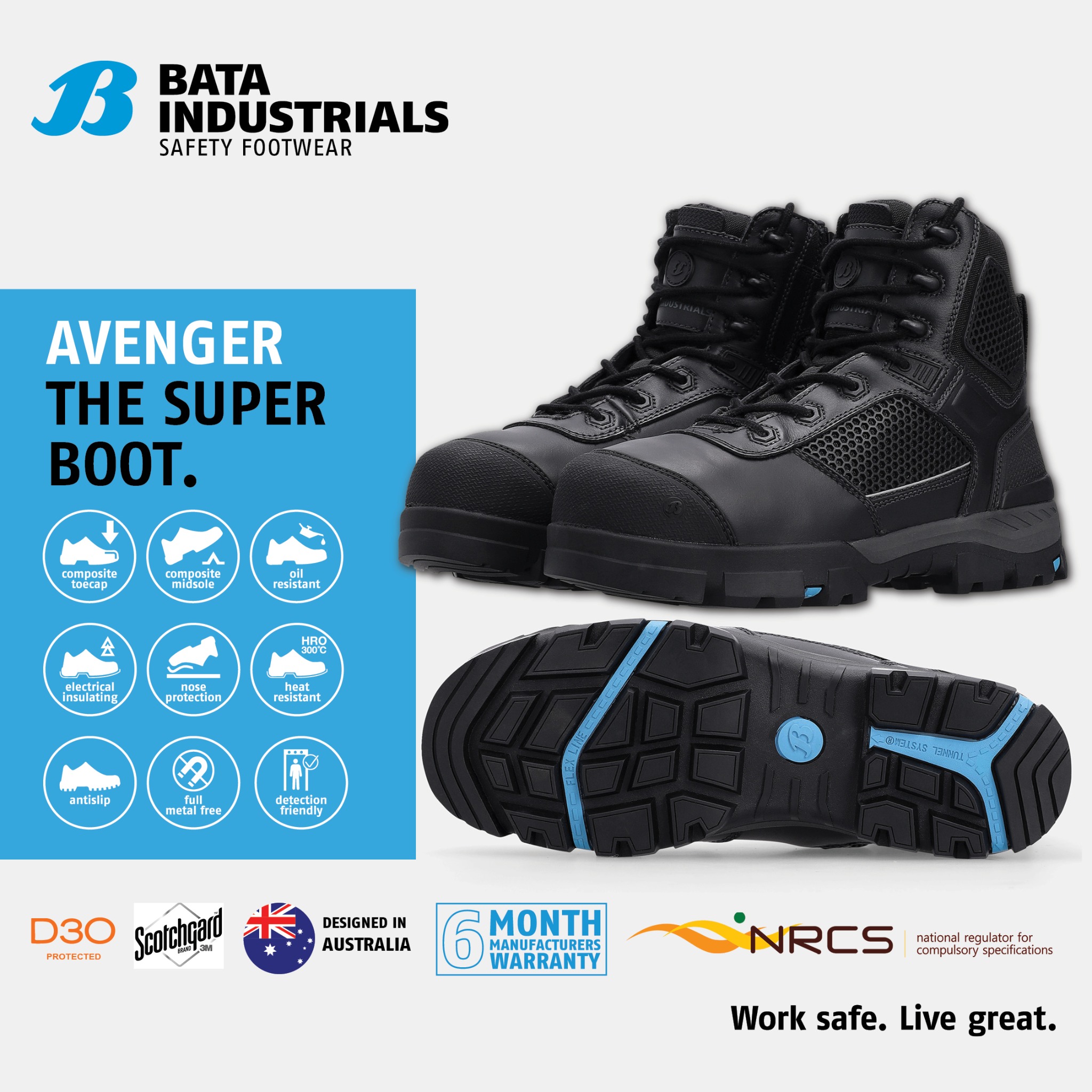 Bata Industrials Facebook ad: Bata Industrials' most premium and best-selling work boots…