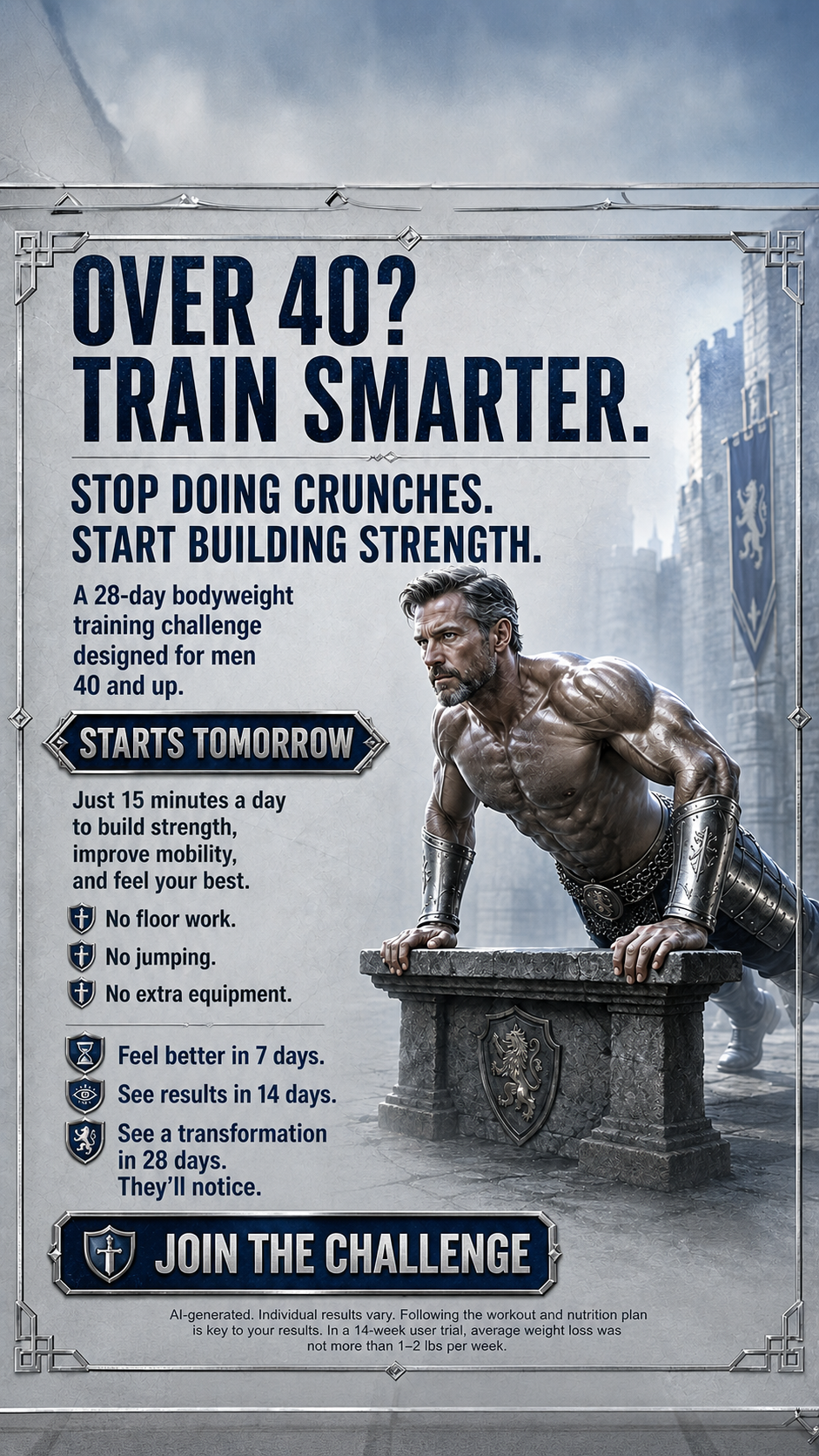 Military Training System Facebook ad: Feel Strong and Unstoppable with Military Calisthenics