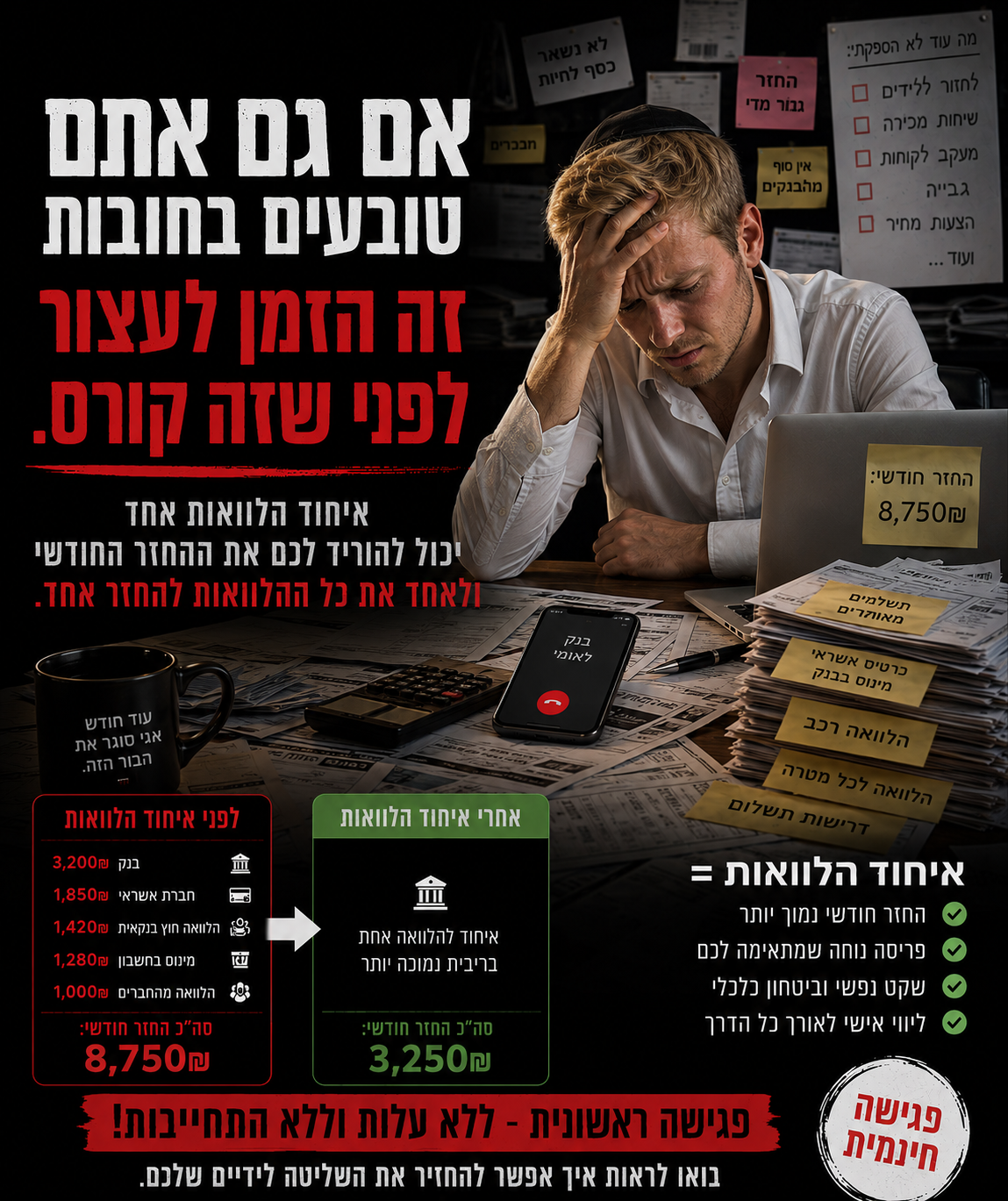 ברק יעוץ משכנתאות Facebook ad: אפשר להקטין את ההחזר החודשי ולחזור לנשום לרווחה
