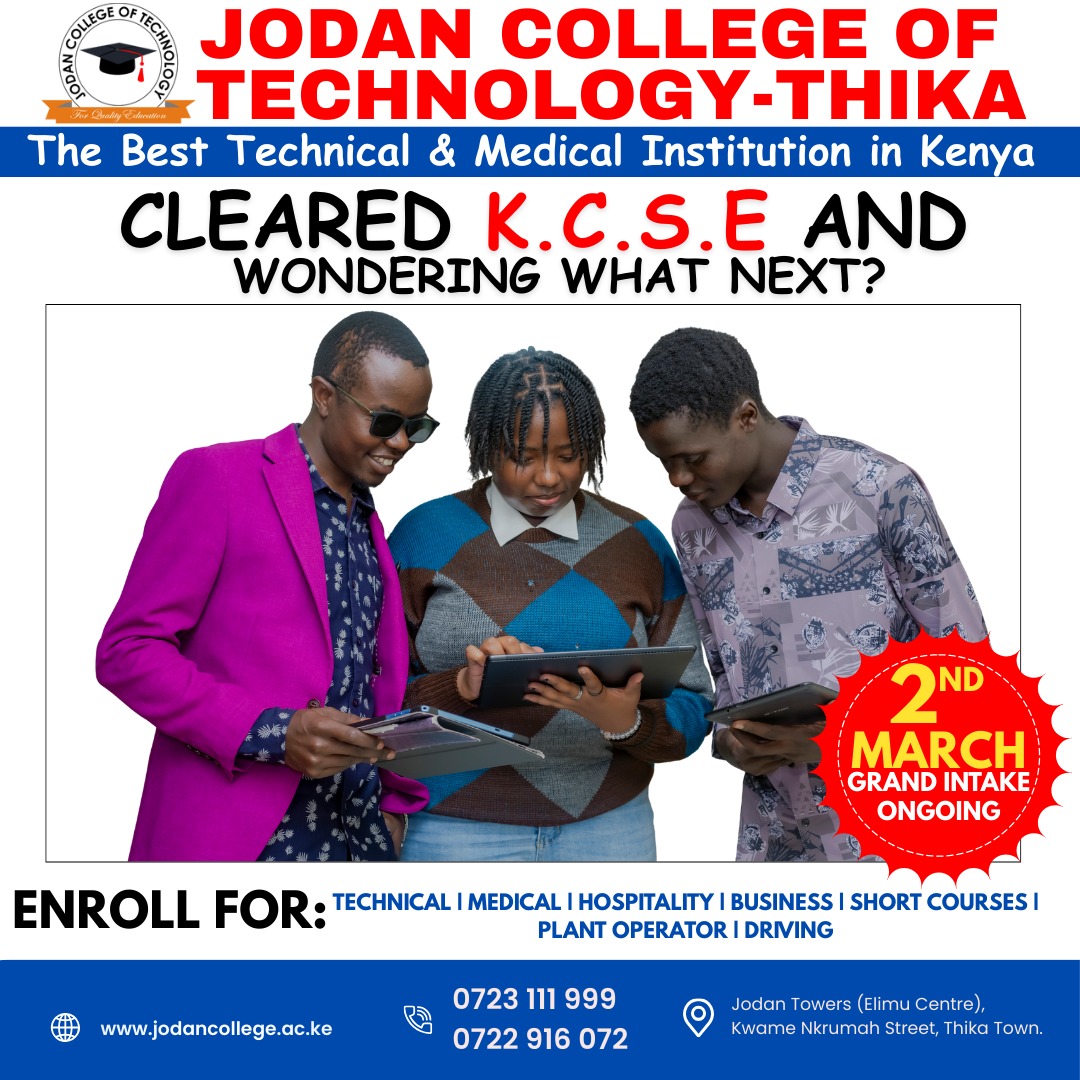 Jodan College of Technology-Thika Main Campus - Jodan Towers Facebook ad: 𝐖𝐎𝐍𝐃𝐄𝐑𝐈𝐍𝐆 𝐖𝐇𝐀𝐓 𝐍𝐄𝐗𝐓 𝐀𝐅𝐓𝐄𝐑…