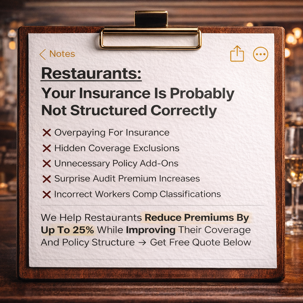 DMD Insurance Services Facebook ad: Tired of Your Restaurants Premiums Going Up?