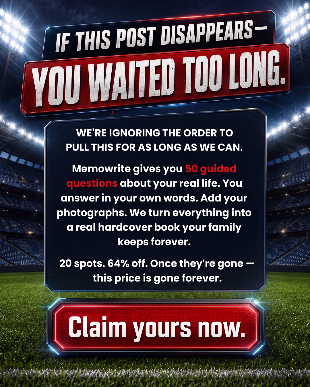 Memowrite Facebook ad