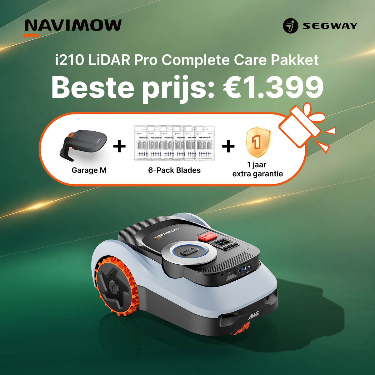 Segway Navimow Facebook ad: i2 LiDAR Pro, Een jaar zorgeloos maaien