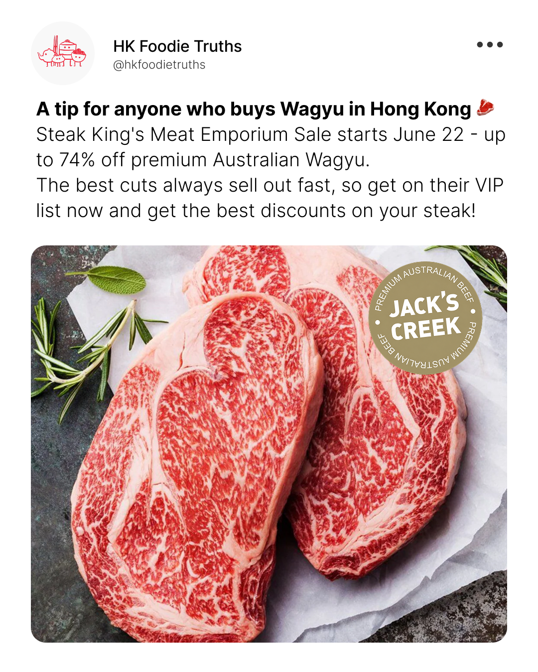 Steak King Foods Facebook ad