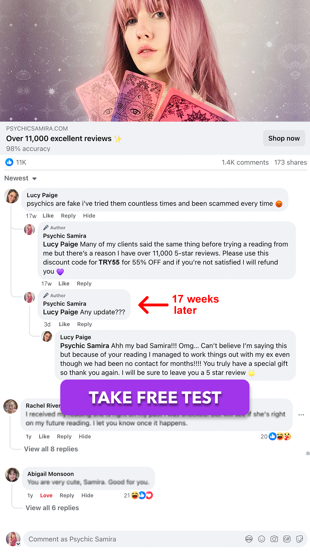 Psychic Samira Facebook ad