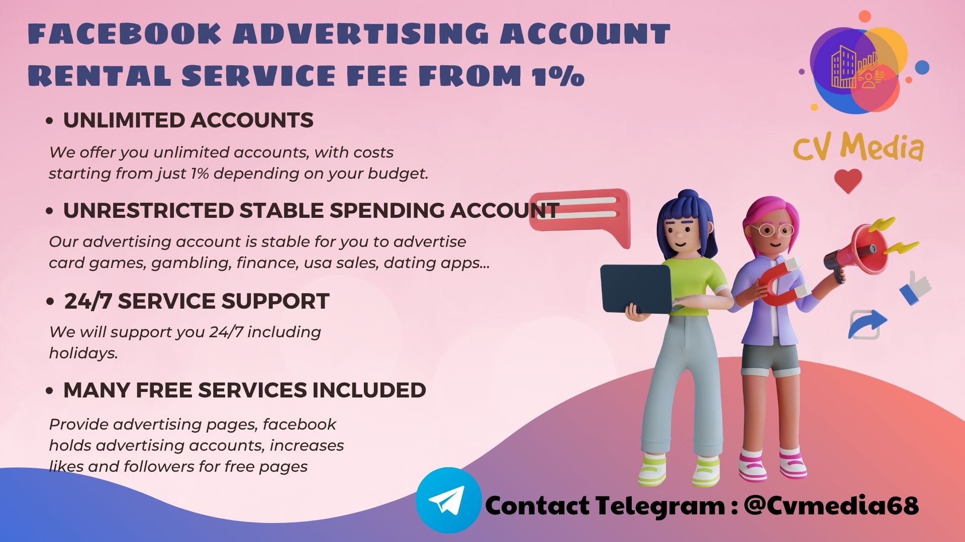 Cv Media Support Facebook ad: ACCEPT RENTAL AND RENTAL FB ADS ADVERTISING ACCOUNTS…