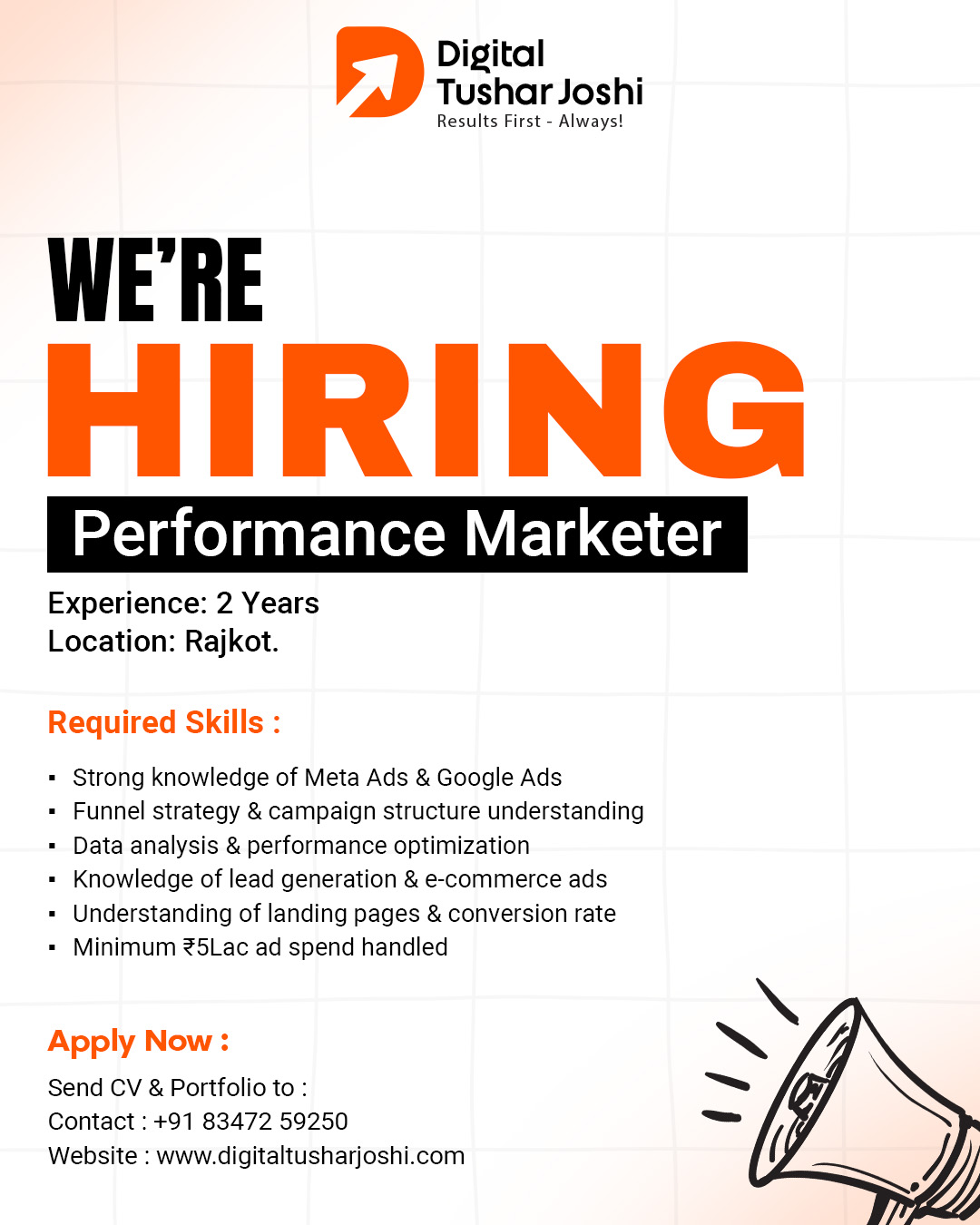 Digital Tushar Joshi Facebook ad: We’re Hiring in Rajkot