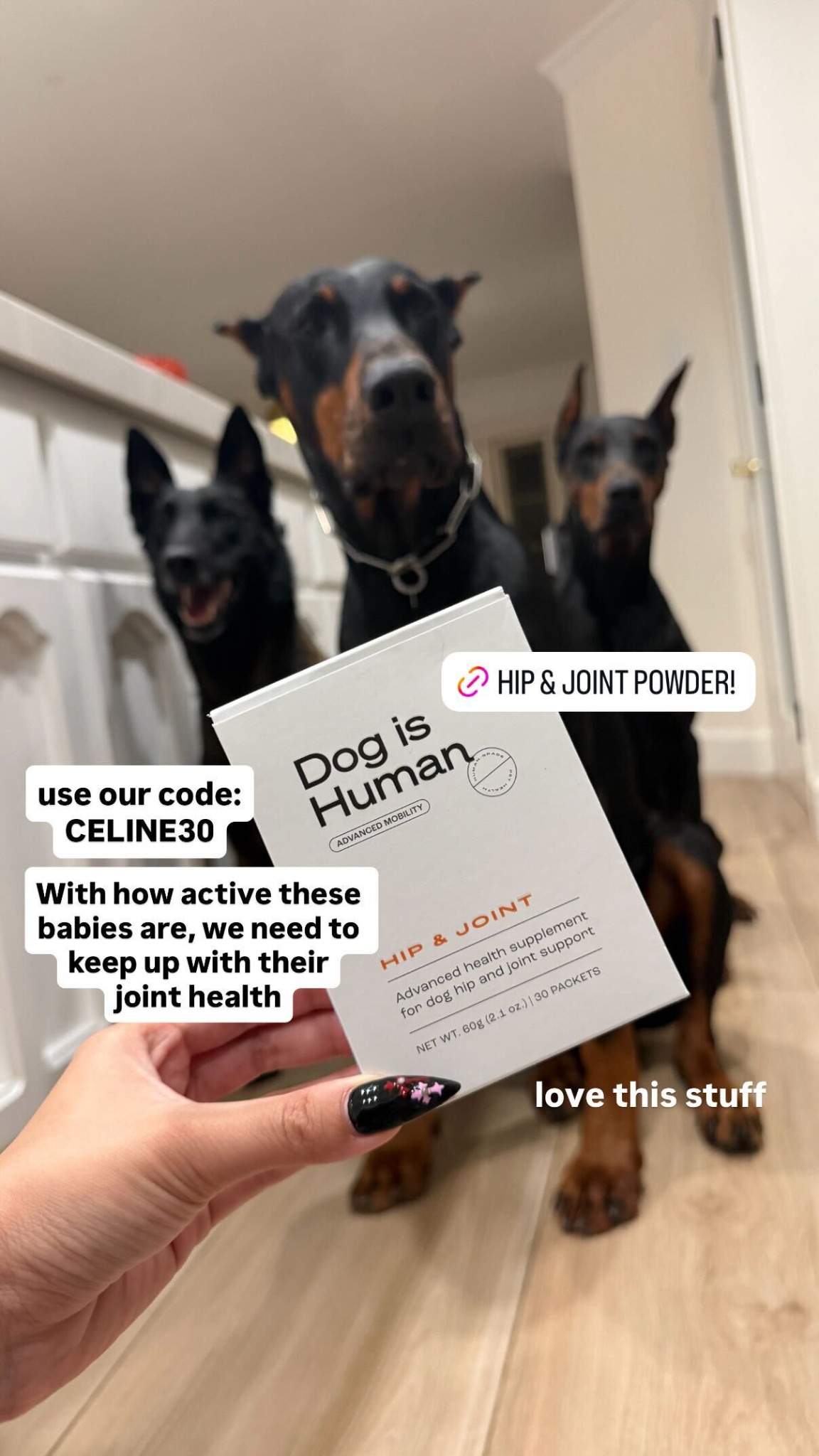 Celine Tails Facebook ad: Daily Hip & Joint Care, Real Results