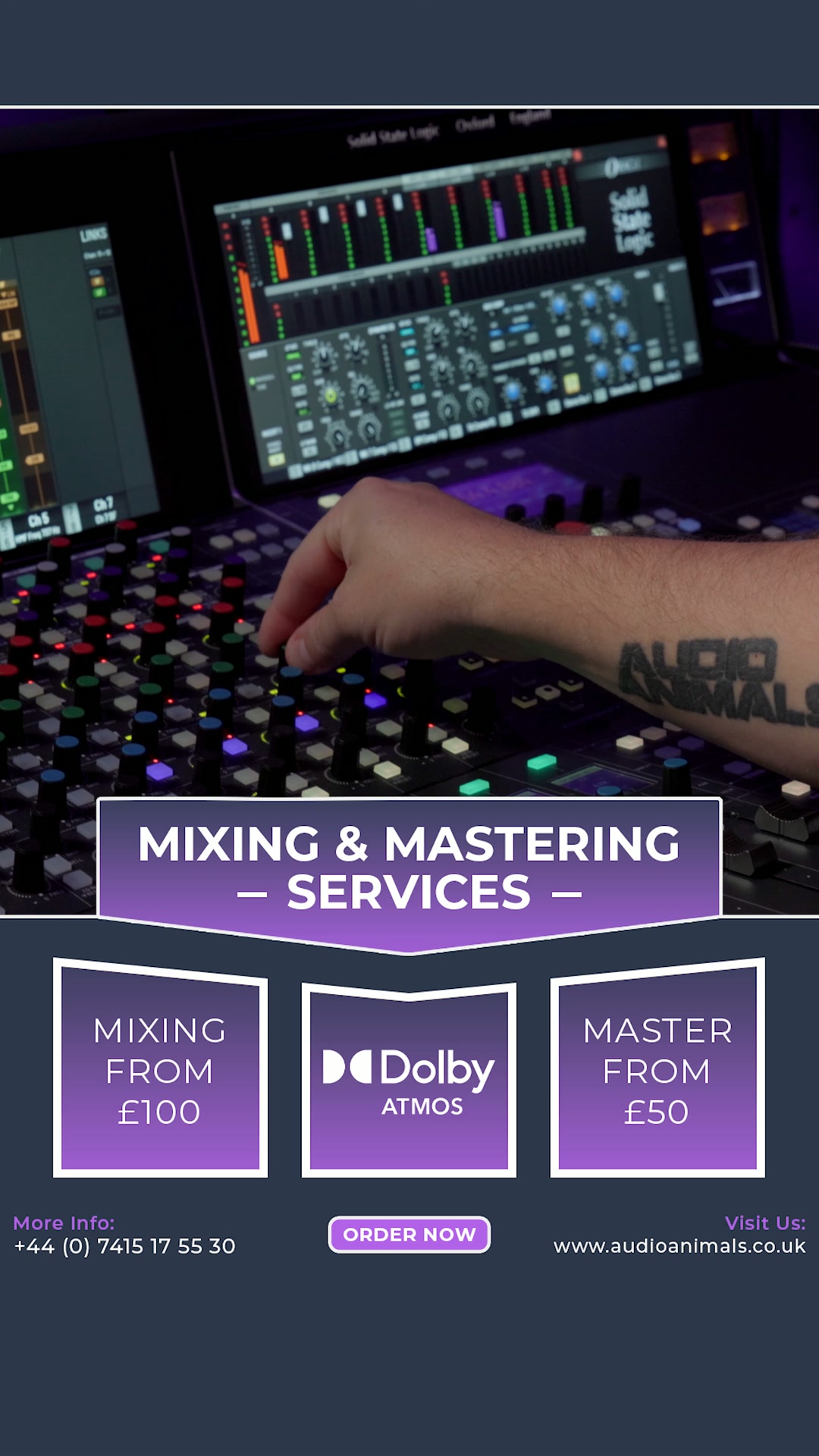Audio Animals Ltd. Facebook ad: Online Mixing Service