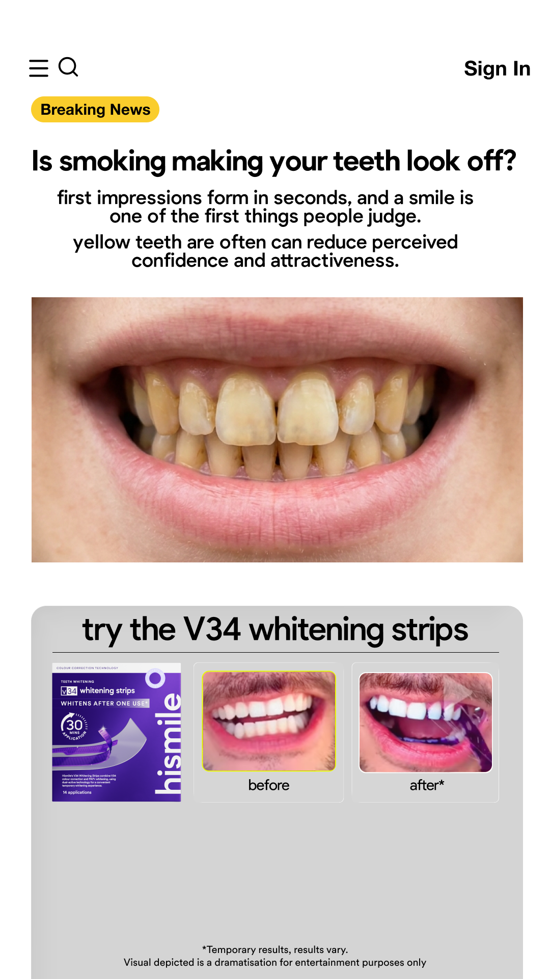 Hismile Facebook ad