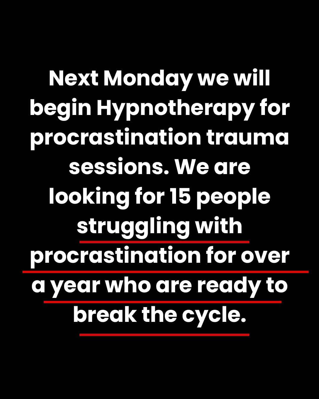 Hypnozio: power of hypnotherapy Facebook ad: Join Hypnotherapy Course To Beat Procrastination