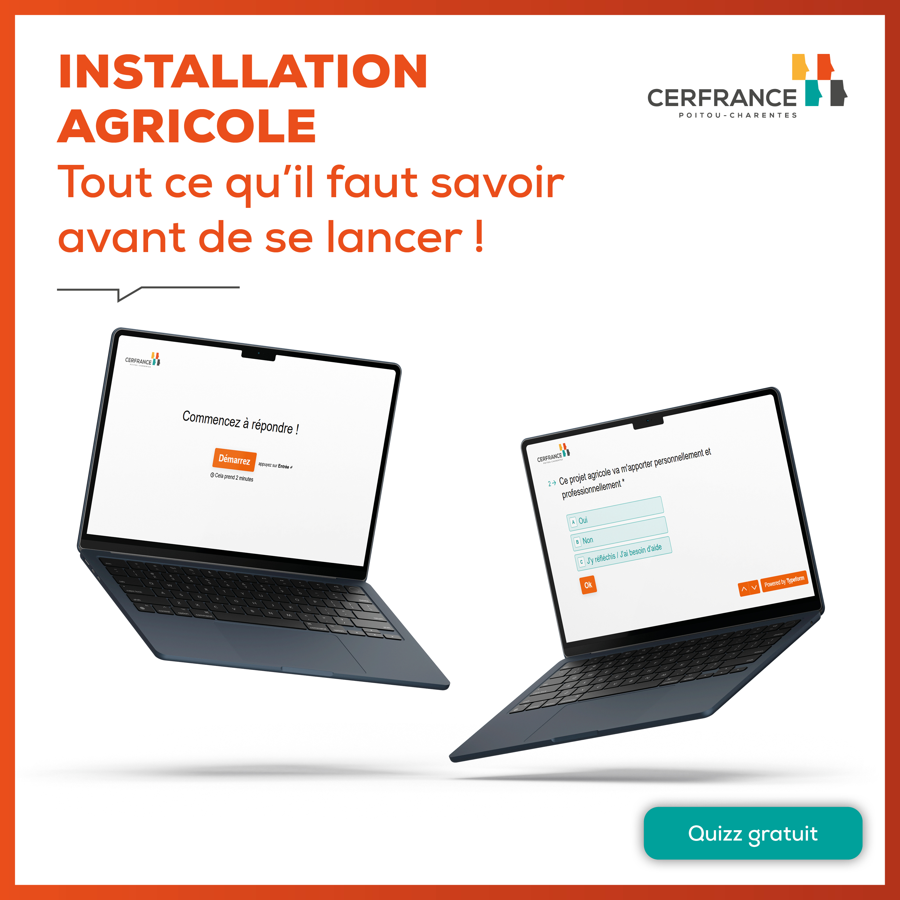 Cerfrance Poitou-Charentes Facebook ad: Quiz auto diagnostic installation agricole - Cerfrance