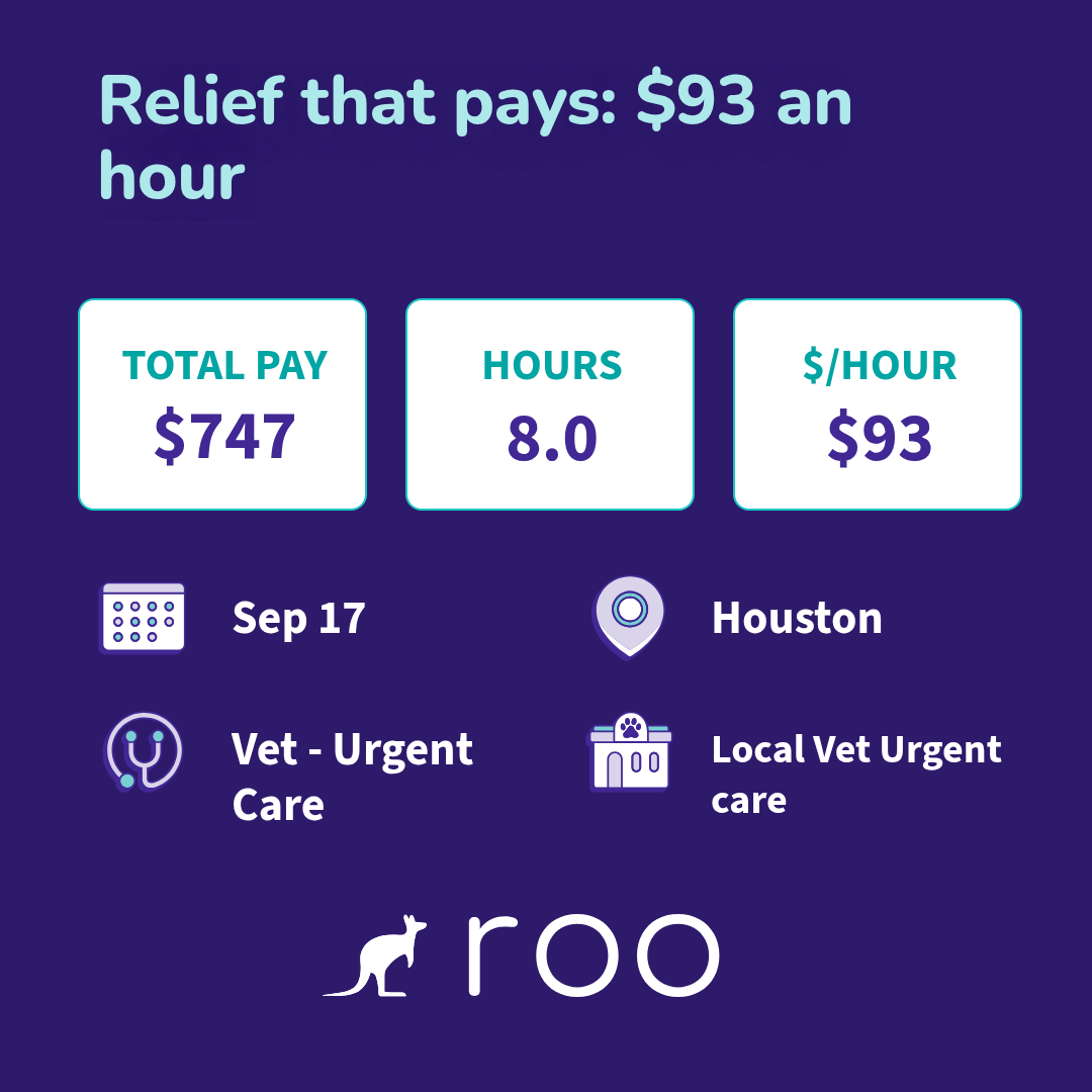 Roo Facebook ad: 7 open vet shifts near Houston on Thursday…