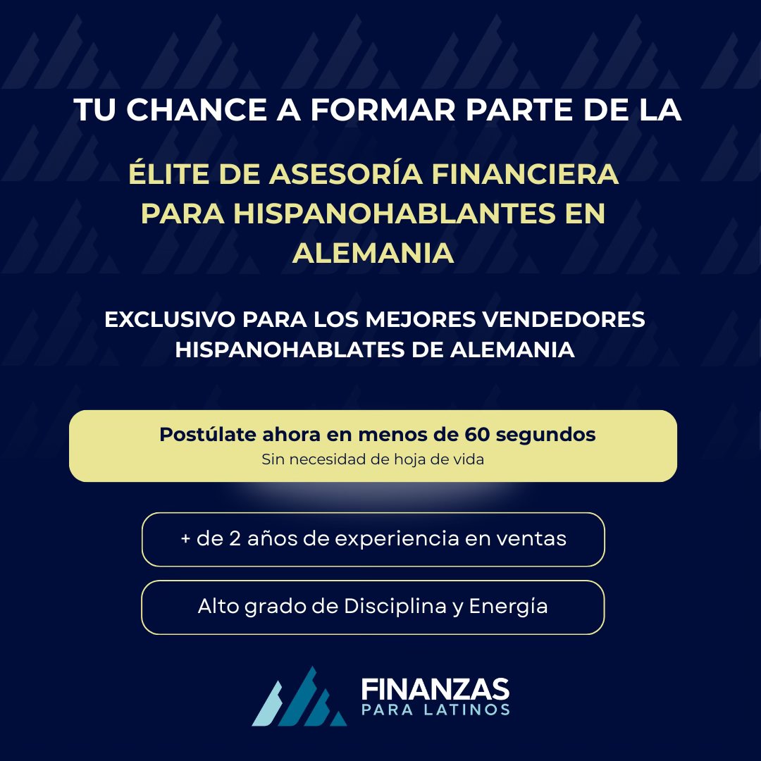 Finanzas para Latinos - en Alemania Facebook ad: Buscamos Refuerzos