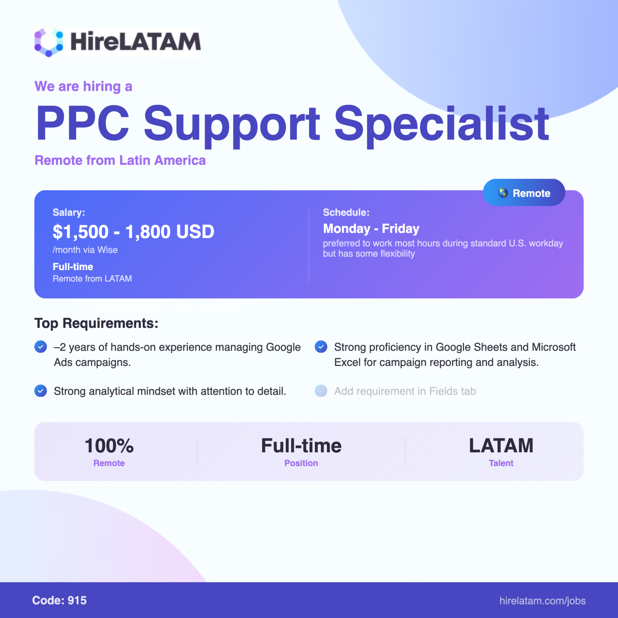HireLATAM Facebook ad: Marketing and paid media roles are open for…