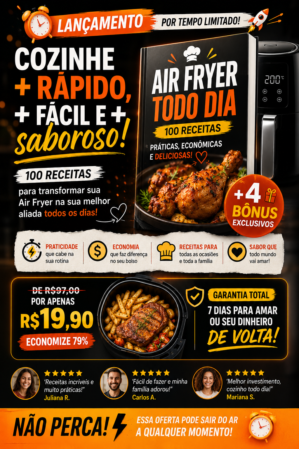 Ana Carolina Facebook ad: 100 Receitas para Air Fryer por apenas R$ 19,90